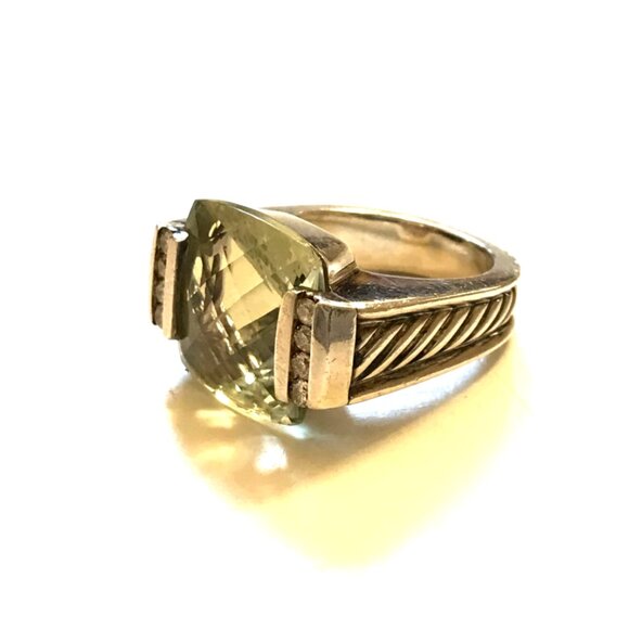 David Yurman Wheaton 925 Sterling Silver Ring Womens 6 Pave Diamonds Prasiolite - Picture 5 of 15